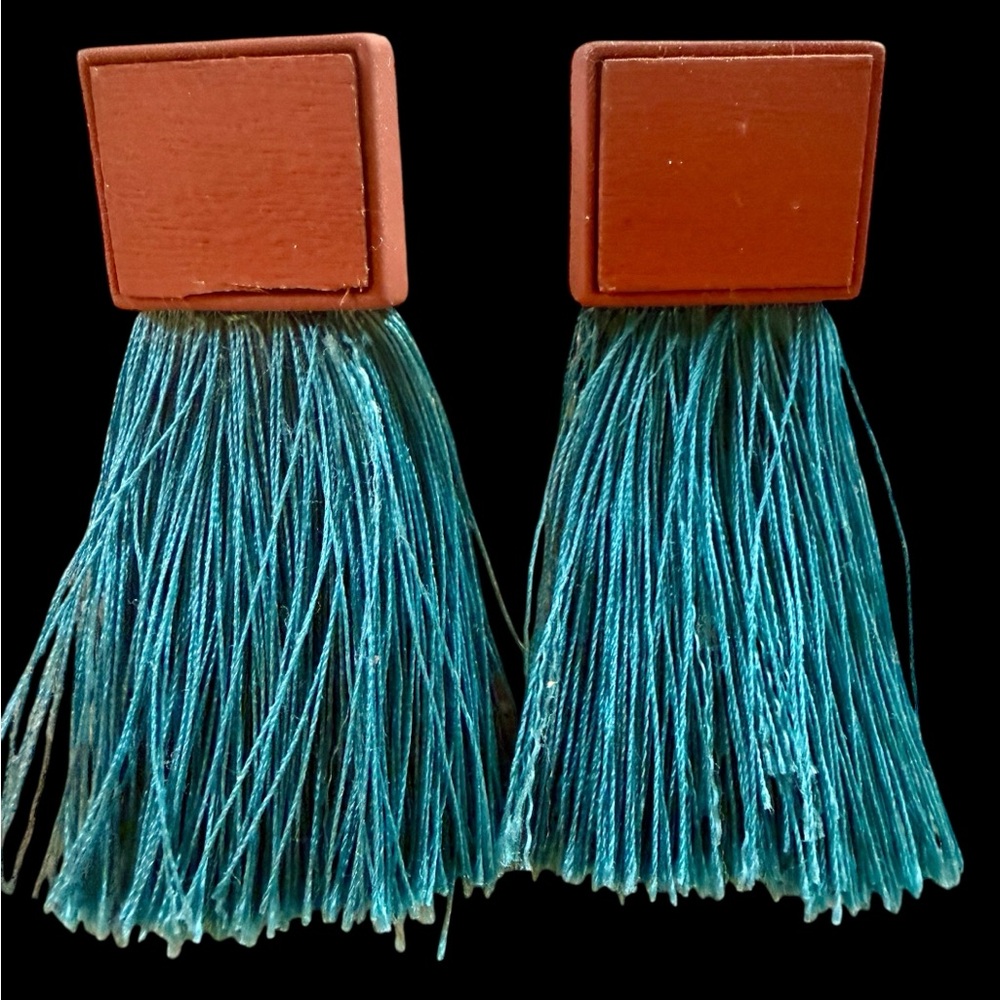 Artisan Turquoise and Rust Tassel Earrings
